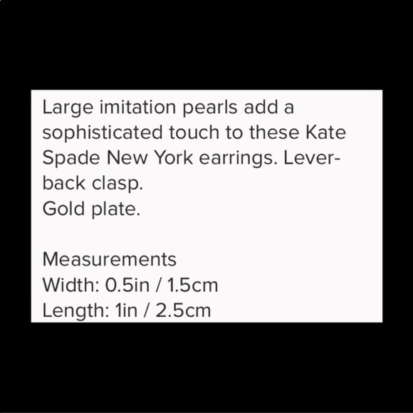 KATE SPADE ♠️ CLASSIC PEARL EARRINGS NWT - Picture 6 of 6